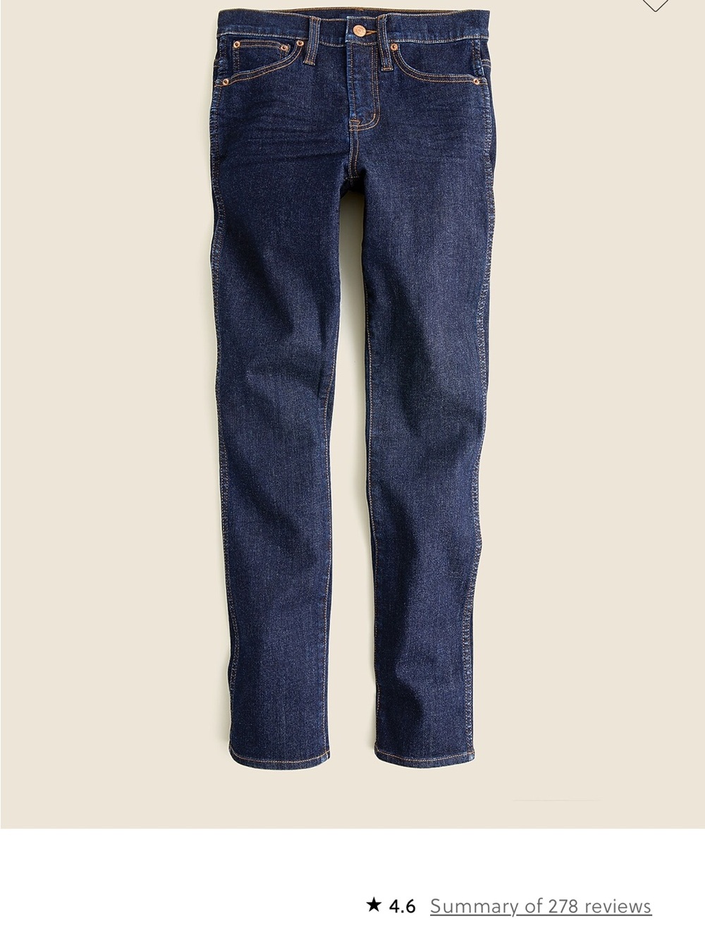 J. Crew 9” Vintage Slim Straight Jeans dark wash size 33 NWT